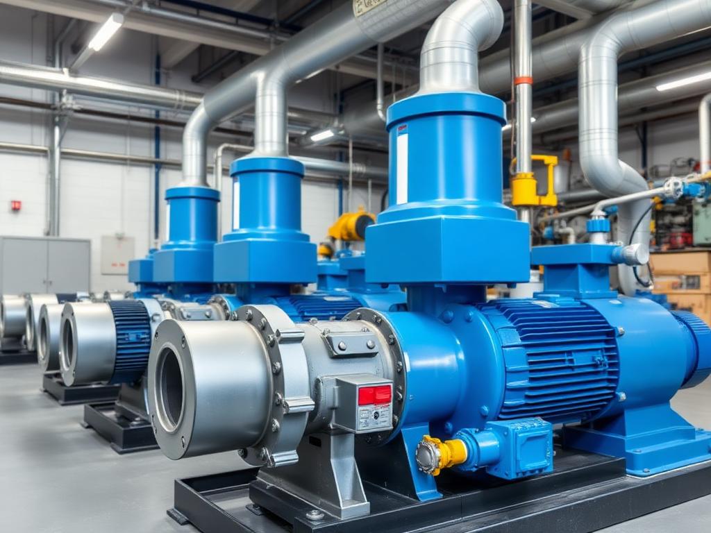 Bombas centrífugas industriales instaladas en una sala de máquinas