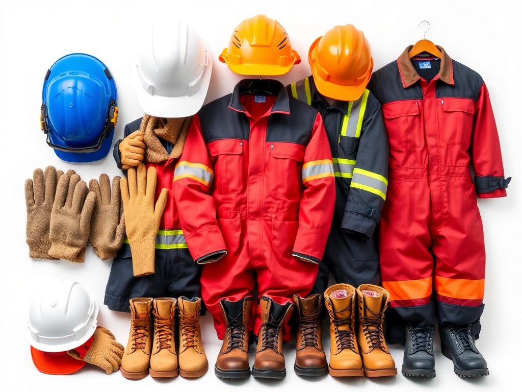 Cascos, guantes, botas y trajes de protección personal industrial
